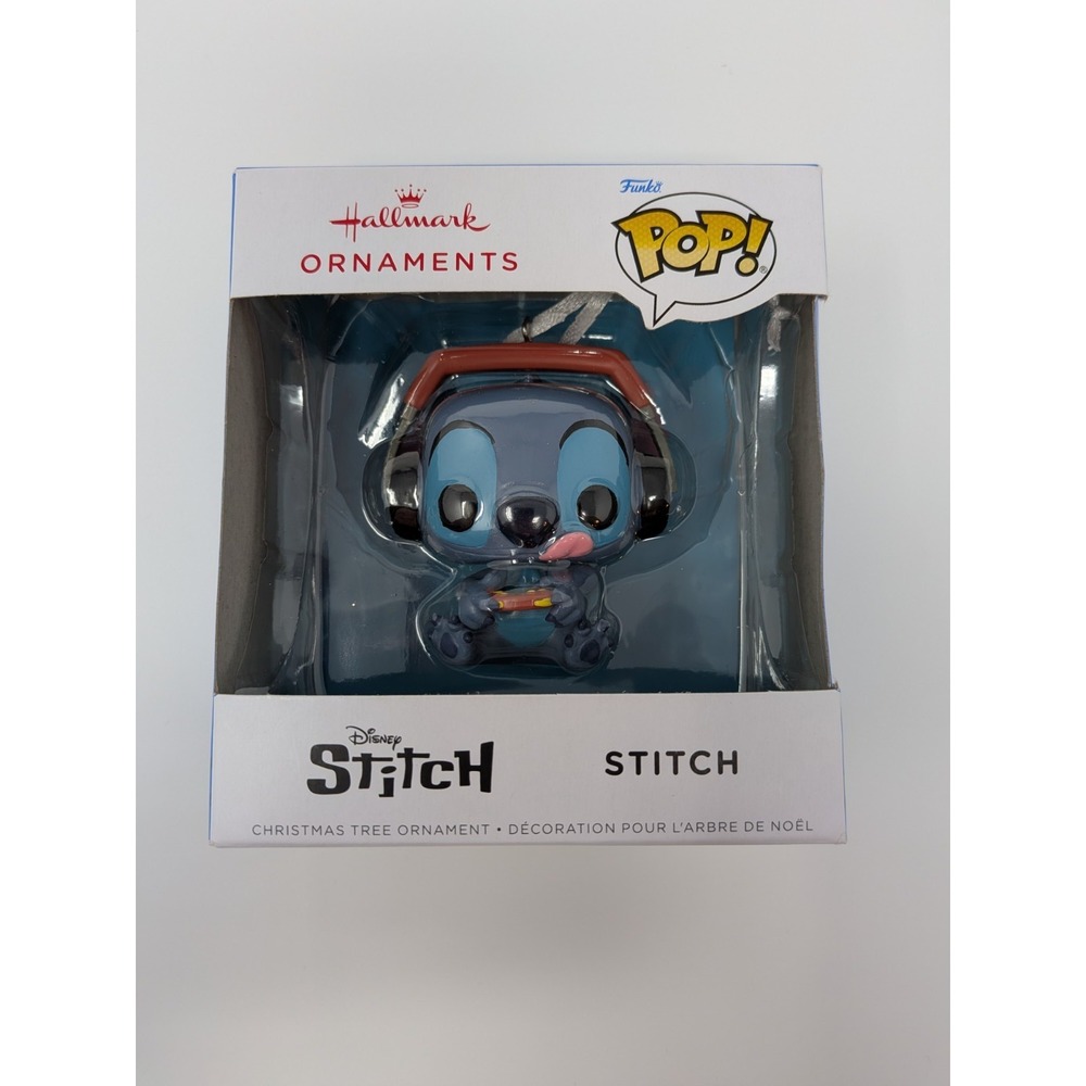 Disney Stitch Funko POP Hallmark Christmas Ornament Gamer with Headphones Blue‎